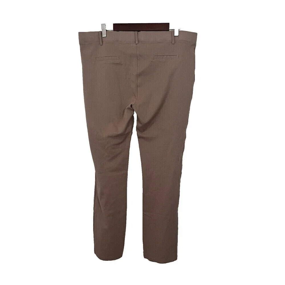 BETABRAND Womens 2X Taupe Classic Dress Pant Yoga Pants Straight Leg High Rise